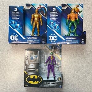 DC Characters Bundle 4" Gold Superman The Joker Aquaman Ages 3+